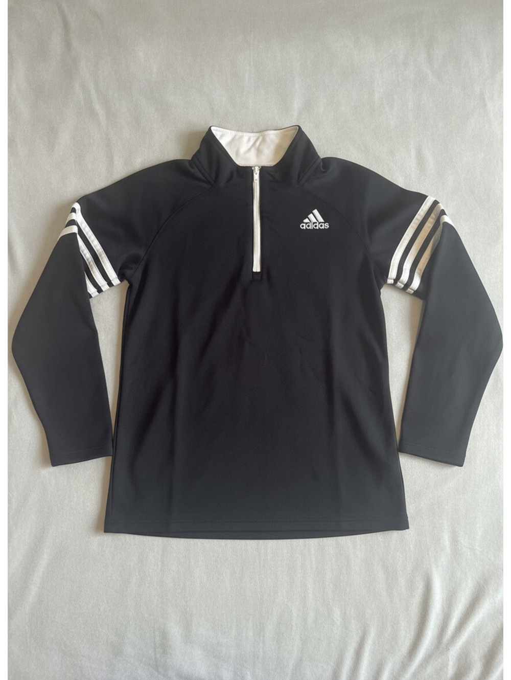 Adidas Black and White Long Sleeve Half-Zip Athletic Top Size 7